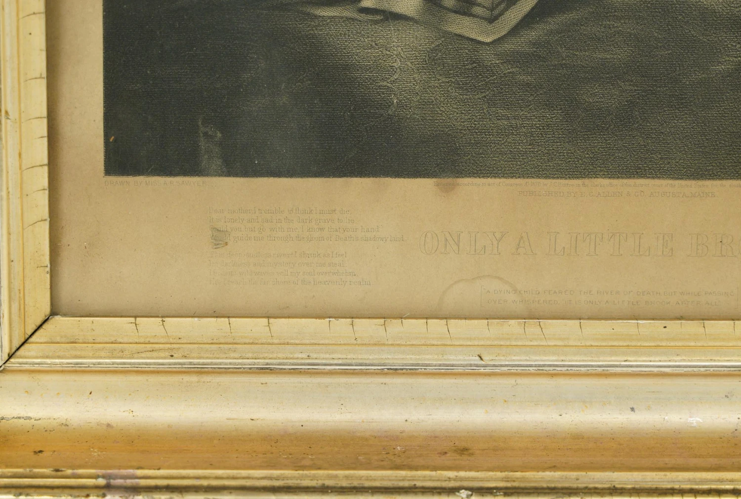 1870s Framed Print Titled Only A Little Brook 4 1870s Framed Print Titled Only A Little Brook - Image 2