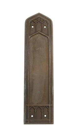 Antique 12 In. Sargent Gothic Bronze Door Push Plate