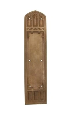 Antique 14.5 In. Gothic Bronze Door Push Plate
