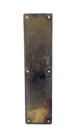 Antique 16 In. Plain Solid Brass Patina Door Push Plate