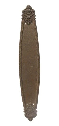 Antique 18 In. Cast Bronze Victorian Shell Motif Door Push Plate