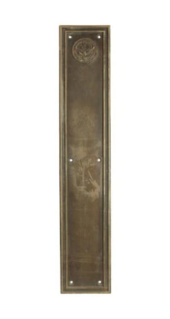 Antique 18 In. Elks Club Bronze Door Push Plate