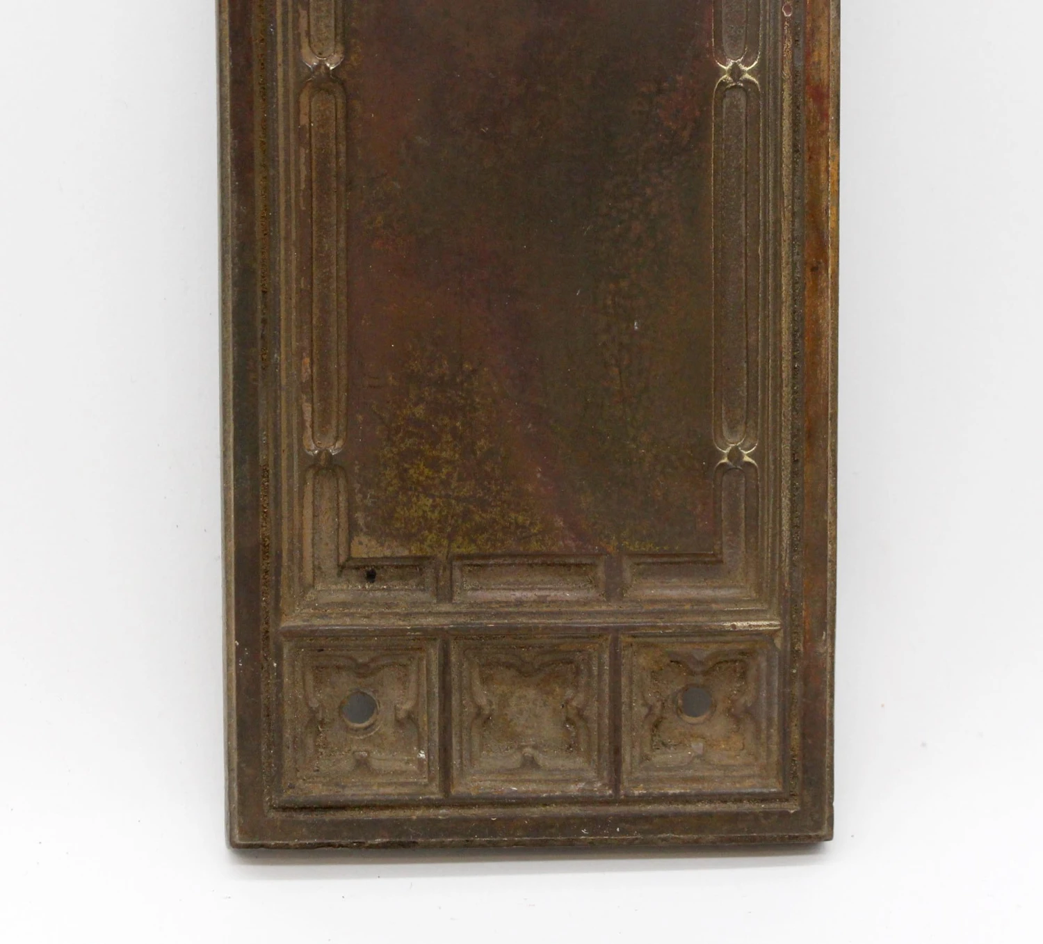 Antique Gothic 18 In. Yale & Towne Bronze Thumb Turn Door Push Plate 5 Antique Gothic 18 In. Yale & Towne Bronze Thumb Turn Door Push Plate - Image 3