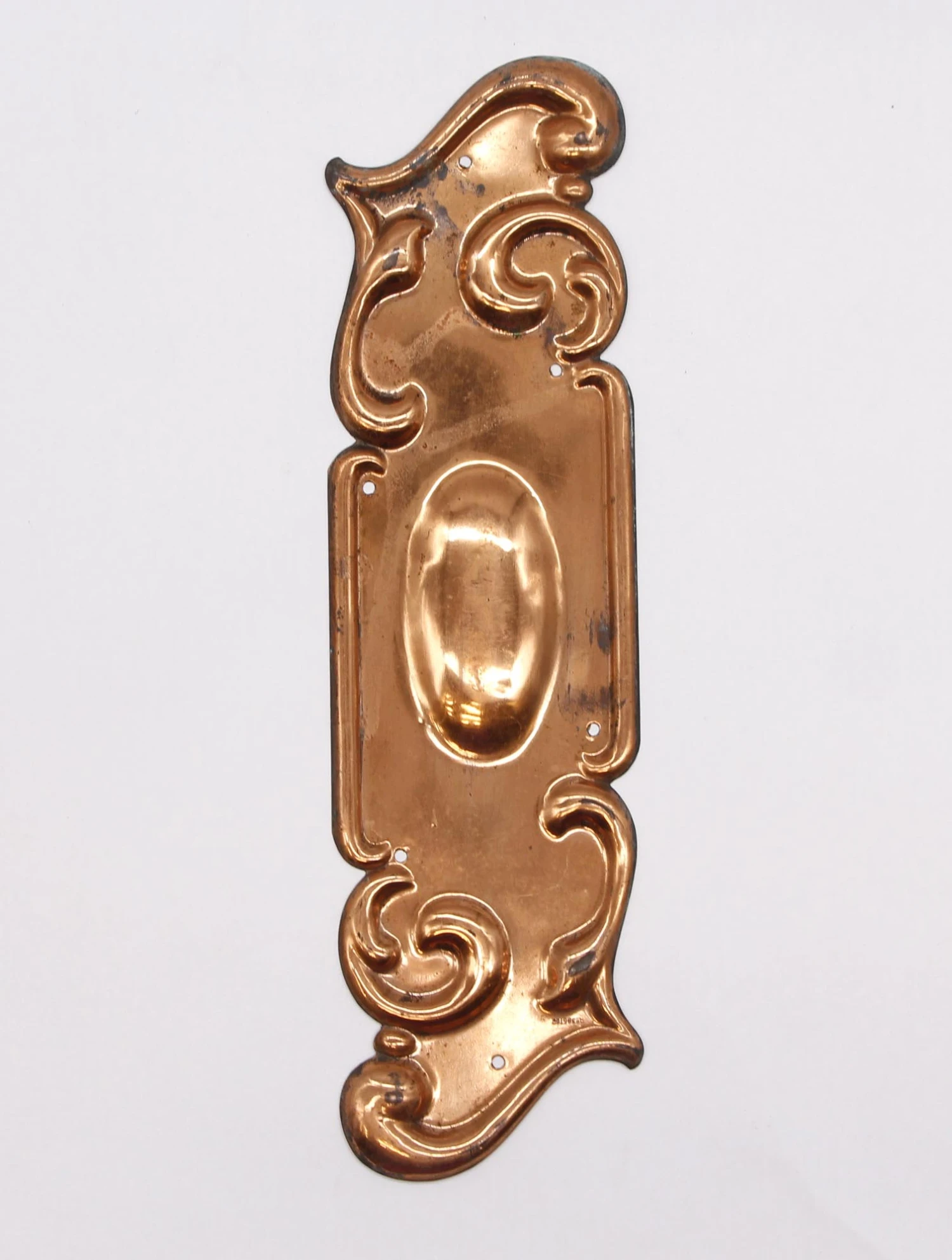 Pair Of 10.6 In. Copper Plated Brass Art Nouveau Door Push Plates 5 Pair Of 10.6 In. Copper Plated Brass Art Nouveau Door Push Plates - Image 3