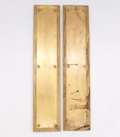 Pair Of Vintage 14.375 In. Polished Brass Door Push Plates -OGT Sale Store push plates for sale q286658