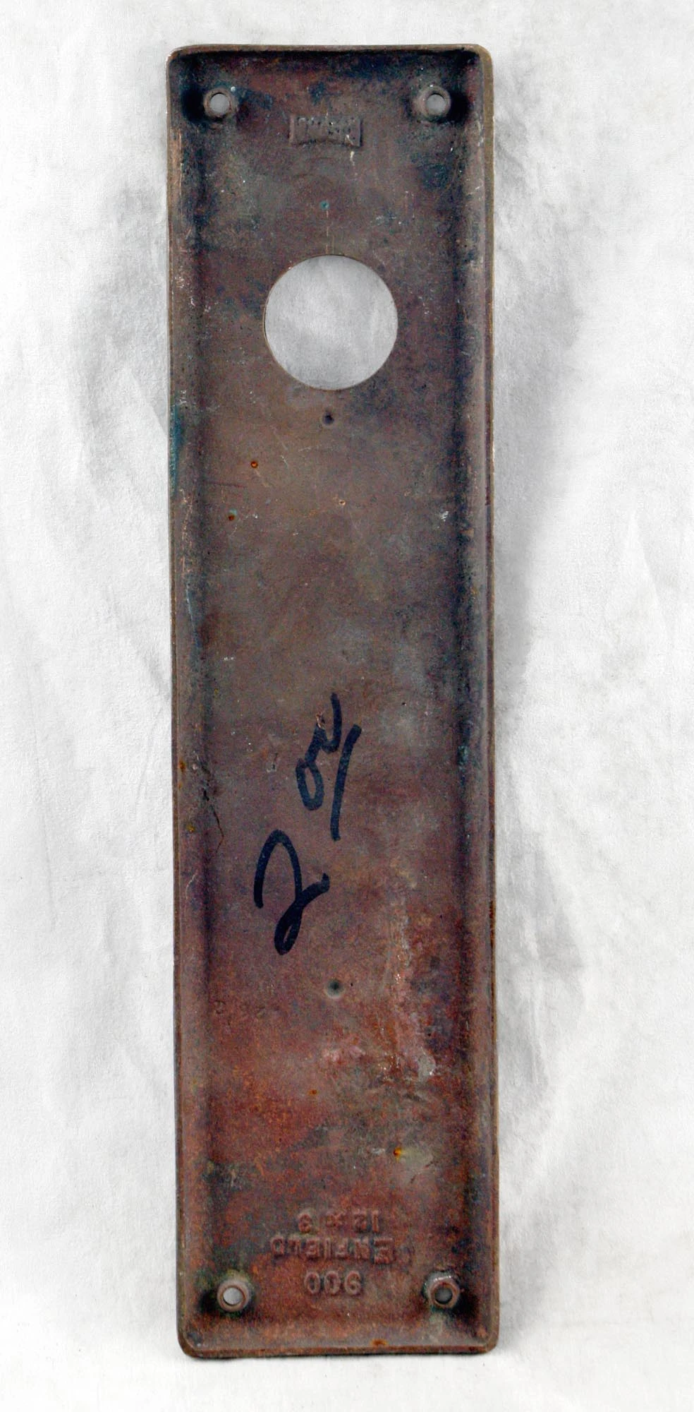 Vintage Russwin 12 In. Cast Brass Door Push Plate With Lock Insert 4 Vintage Russwin 12 In. Cast Brass Door Push Plate With Lock Insert - Image 2