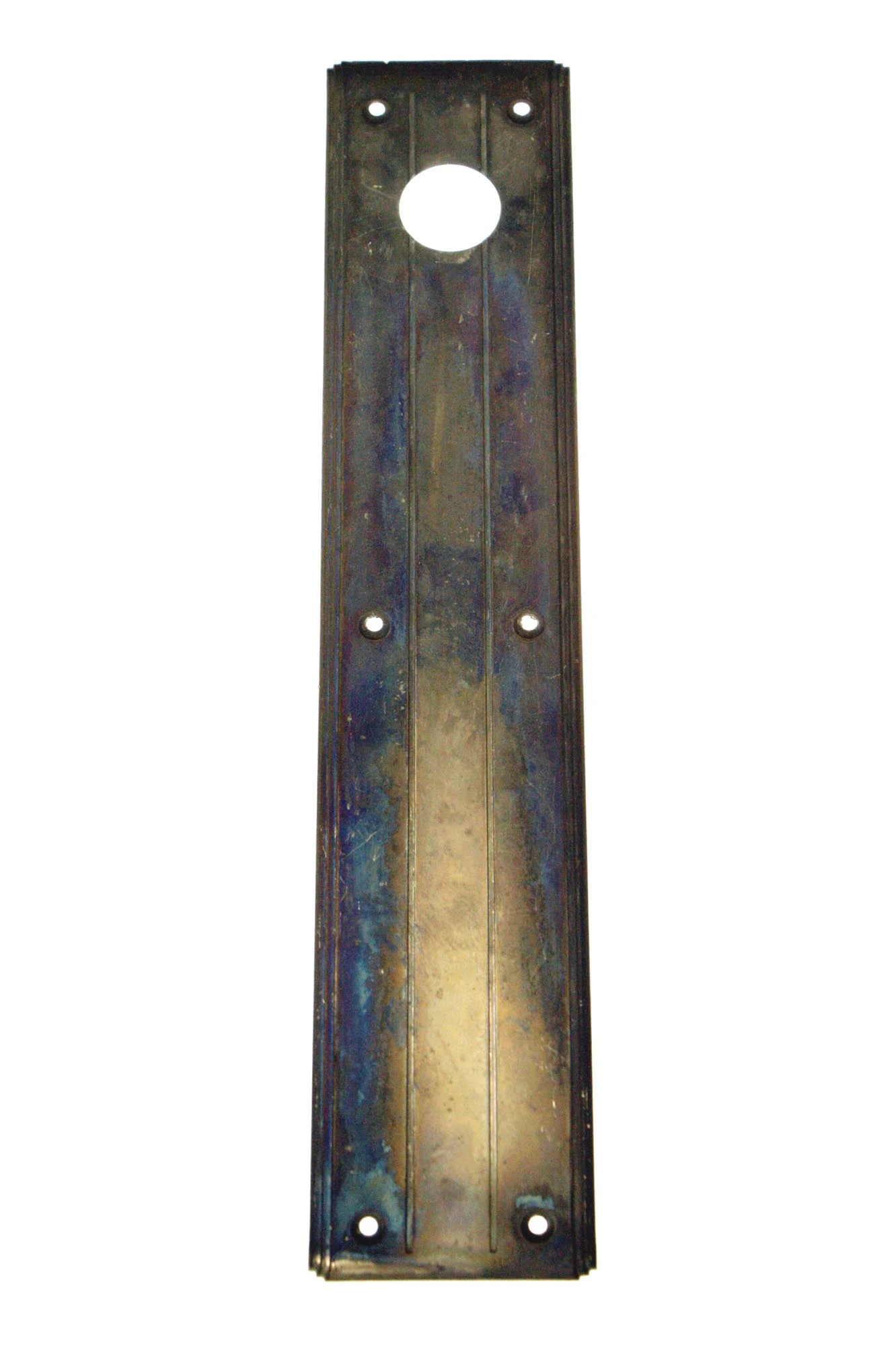 Art Deco 15 In. Brass Door Push Plate With Lock Insert 4 Art Deco 15 In. Brass Door Push Plate With Lock Insert - Image 2