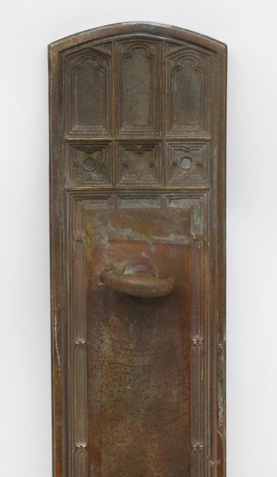 Antique Gothic 18 In. Yale & Towne Bronze Thumb Turn Door Push Plate 4 Antique Gothic 18 In. Yale & Towne Bronze Thumb Turn Door Push Plate - Image 2