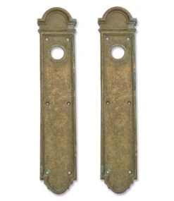 Pair Of 16.875 In. Russwin Bronze Door Push Plates With Lock Insert