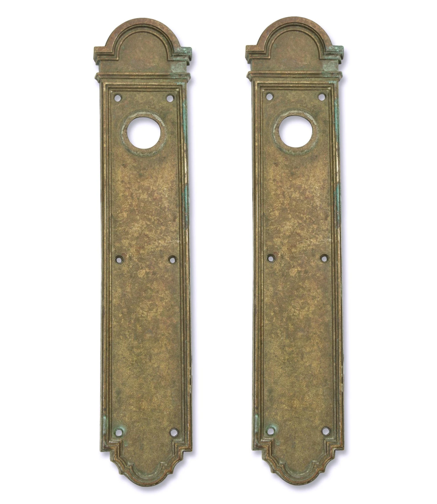 Pair Of 16.875 In. Russwin Bronze Door Push Plates With Lock Insert 3 Pair Of 16.875 In. Russwin Bronze Door Push Plates With Lock Insert