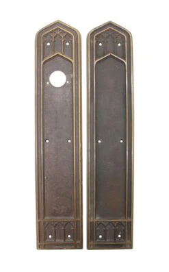 Pair Of 18 In. Bronze Corbin Gothic Door Push Plates