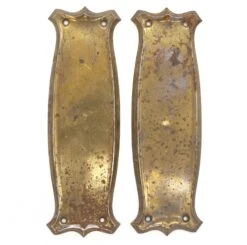 Pair Of Art Deco 9.25 In. Brass Finish Steel Door Push Plates