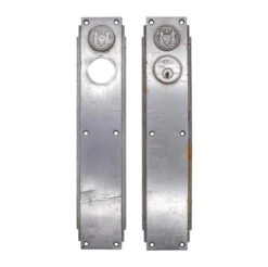 Pair Of Nickel Art Deco Philadelphia Civic Center Door Push Plates