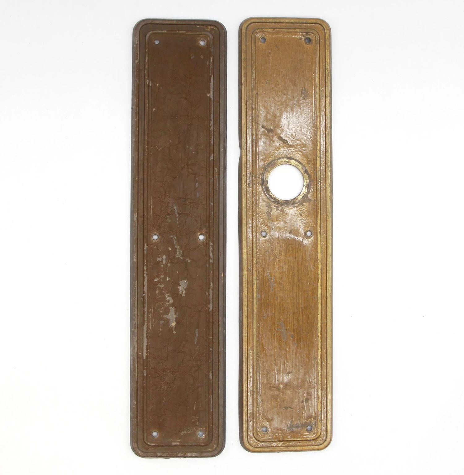 Pair Of Vintage 14.5 In. Commercial Brass Door Push Plates 3 Pair Of Vintage 14.5 In. Commercial Brass Door Push Plates