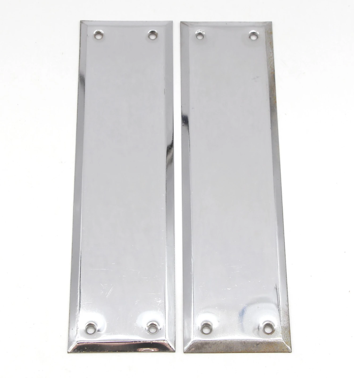 Pair Of Vintage 10 In. Chrome Plated Door Push Plates 4 Pair Of Vintage 10 In. Chrome Plated Door Push Plates - Image 2