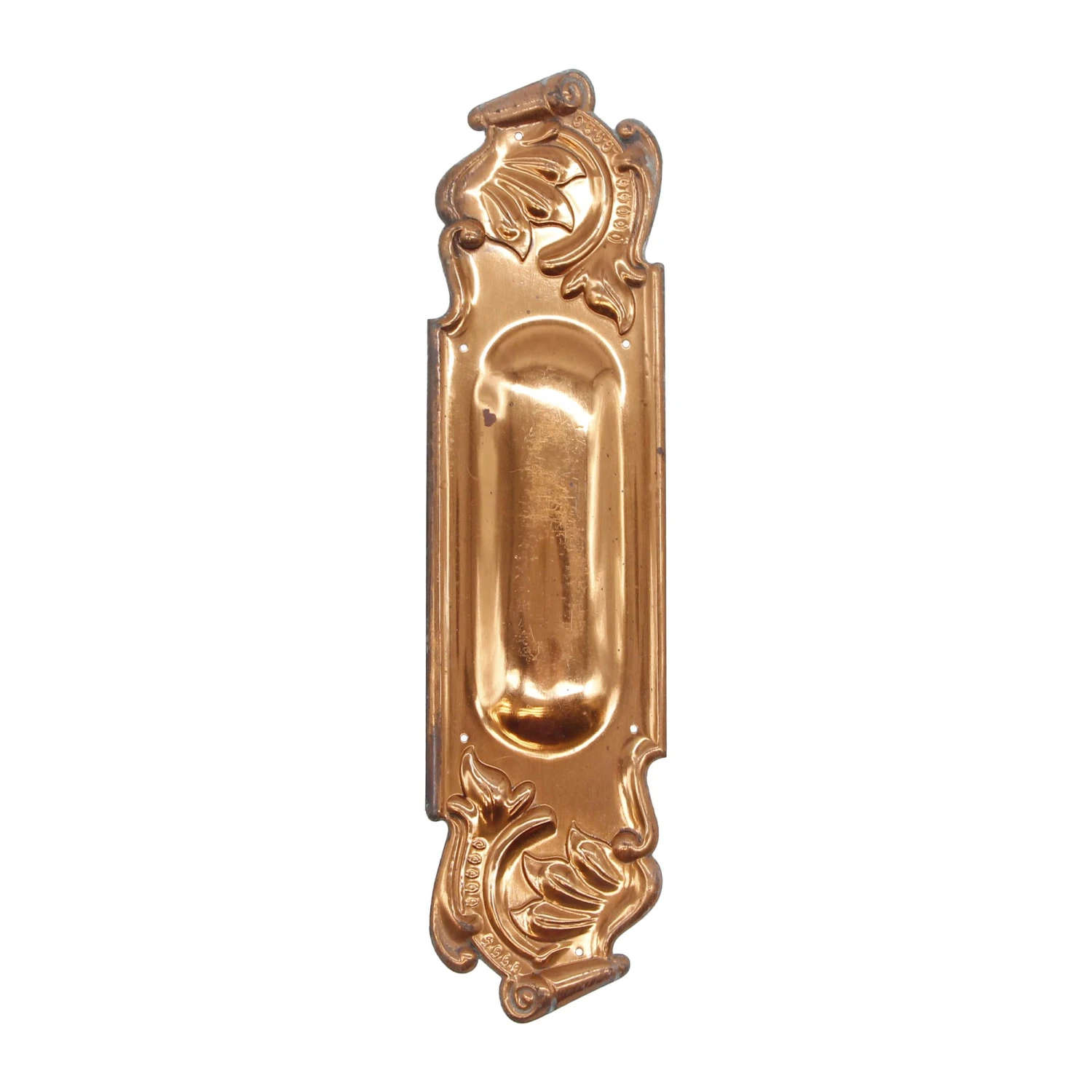 Vintage 11.8 In. Copper Plated Brass Art Nouveau Door Push Plate 3 Vintage 11.8 In. Copper Plated Brass Art Nouveau Door Push Plate