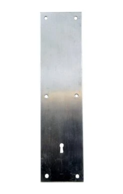 Vintage 14 In. Brushed Nickel Door Push Plate With Keyhole