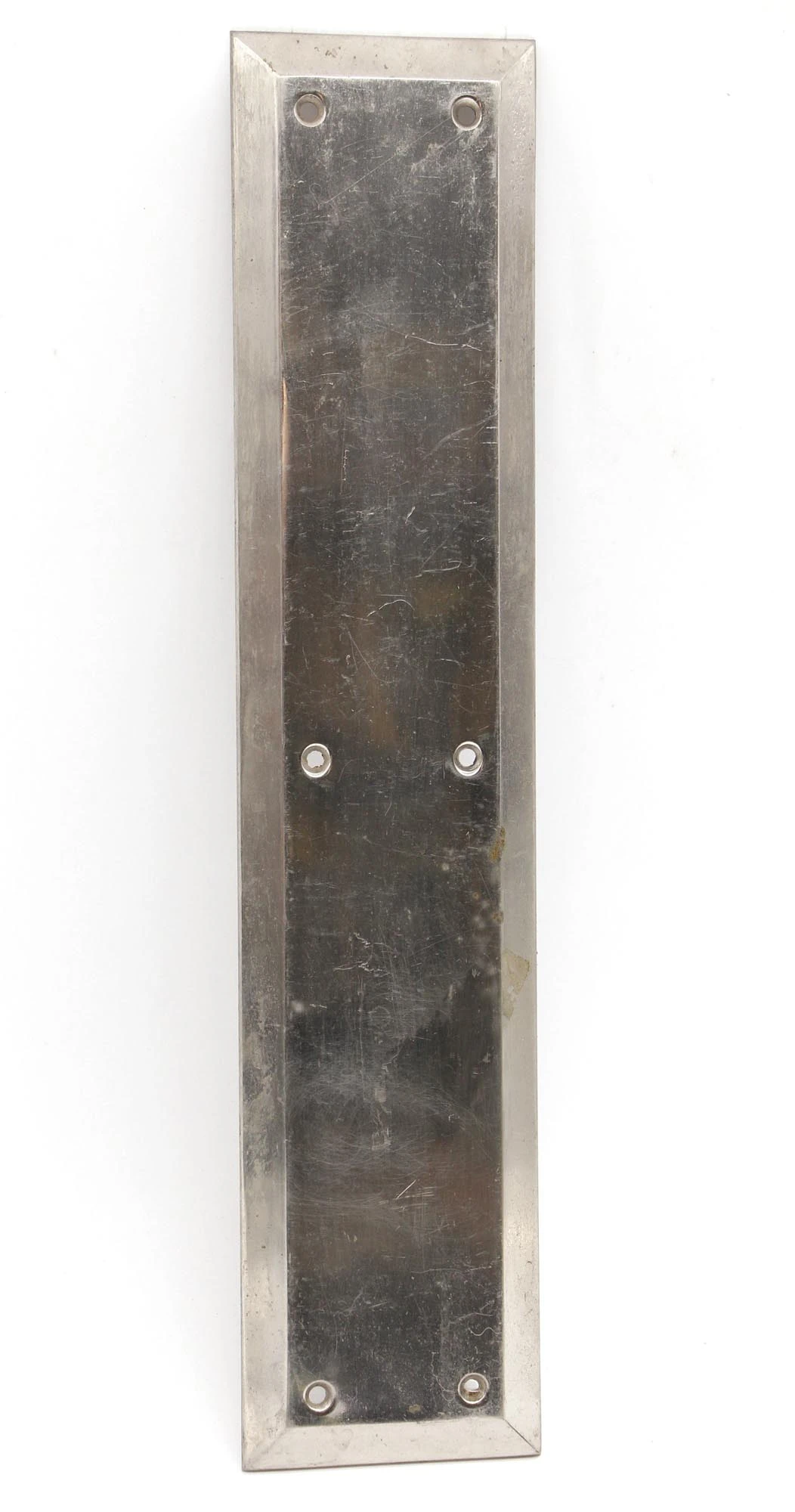 Vintage 14 In. Nickel Plated Brass Door Push Plate 3 Vintage 14 In. Nickel Plated Brass Door Push Plate