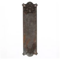 Vintage 9.625 In. Blackened Brass Floral Door Push Plate