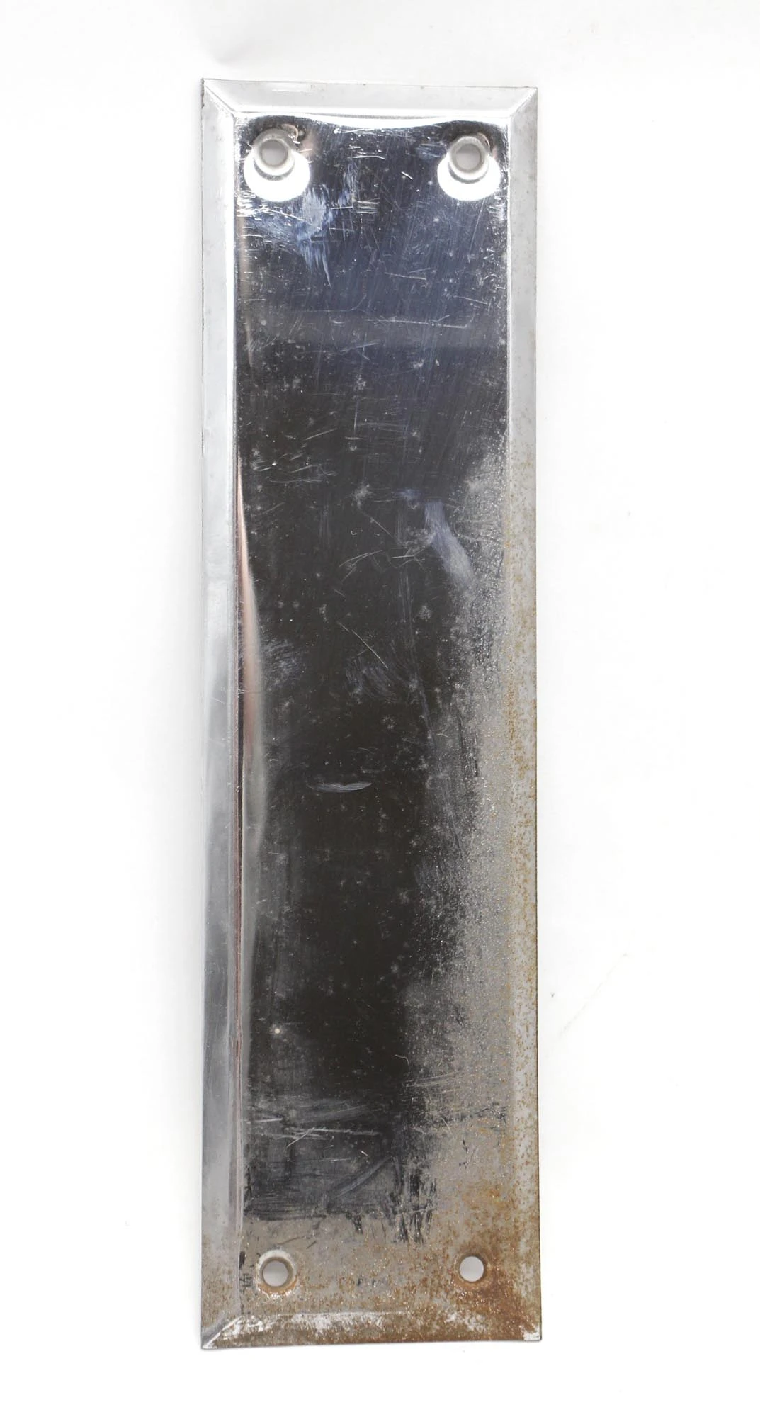 Vintage 9.875 In. Chrome Plated Steel Beveled Door Push Plate 3 Vintage 9.875 In. Chrome Plated Steel Beveled Door Push Plate