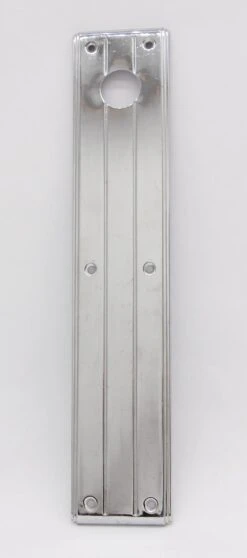 Vintage Chrome 15 In. Art Deco Door Push Plate With Lock Insert