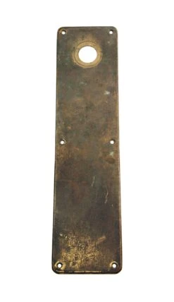 Vintage Plain 16 In. Yale Brass Door Push Plate With Lock Insert