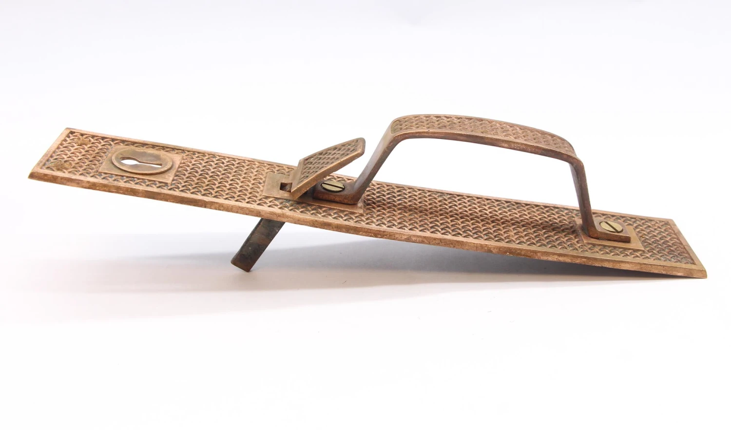 Antique 12.25 In. Bronze Russell & Erwin Lock & Door Pull Set 9 Antique 12.25 In. Bronze Russell & Erwin Lock & Door Pull Set - Image 7