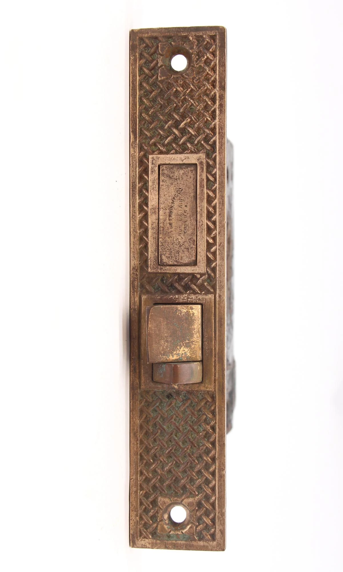 Antique 12.25 In. Bronze Russell & Erwin Lock & Door Pull Set 13 Antique 12.25 In. Bronze Russell & Erwin Lock & Door Pull Set - Image 11