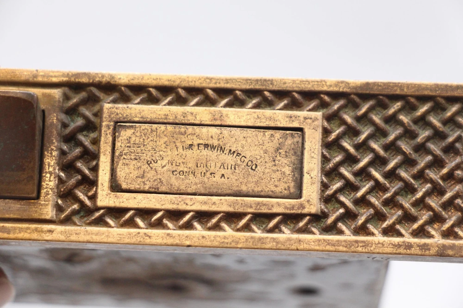 Antique 12.25 In. Bronze Russell & Erwin Lock & Door Pull Set 15 Antique 12.25 In. Bronze Russell & Erwin Lock & Door Pull Set - Image 13