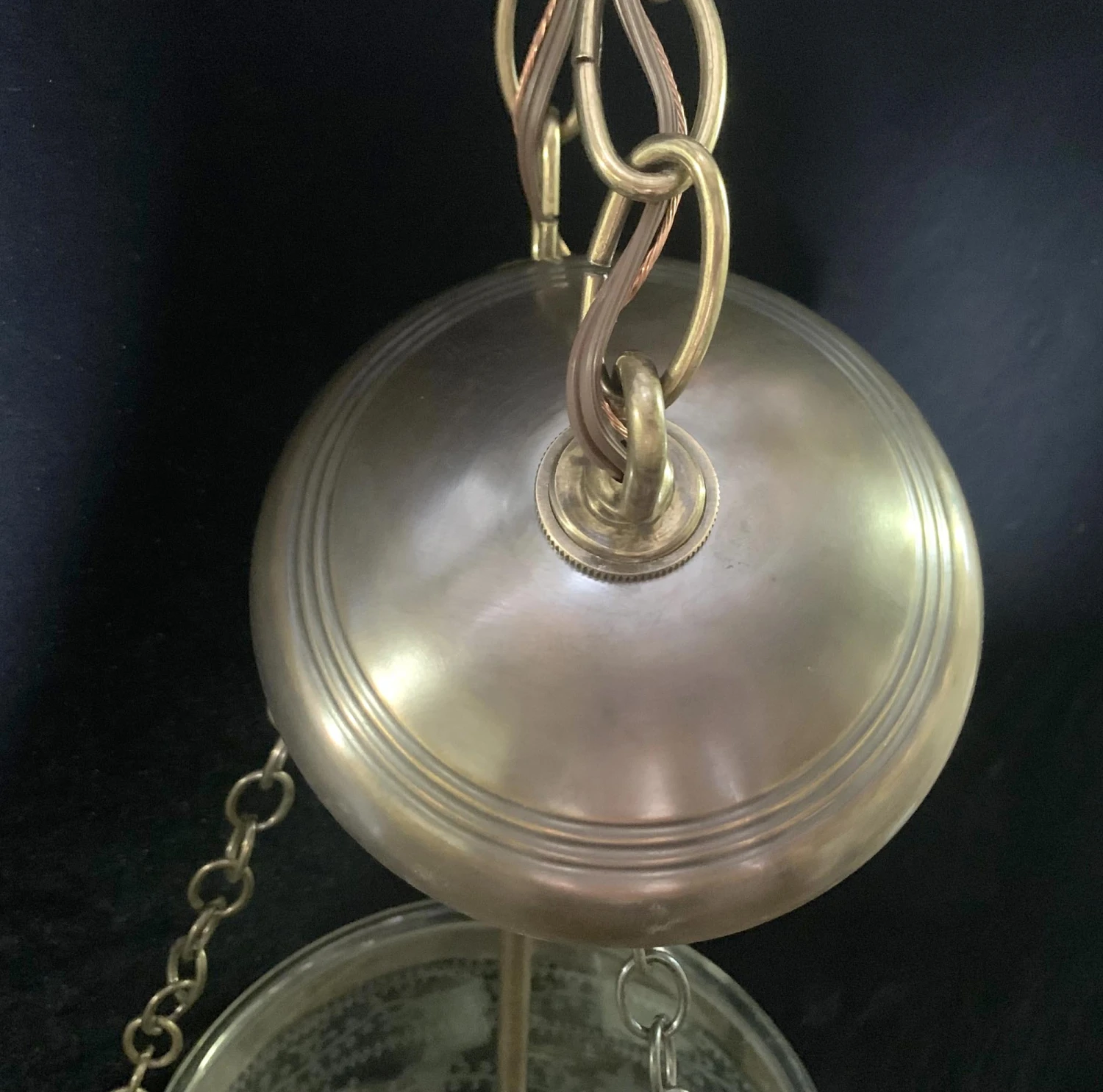 Antique Victorian 9.25 In. Etched Glass Bell Jar Pendant Light 6 Antique Victorian 9.25 In. Etched Glass Bell Jar Pendant Light - Image 4