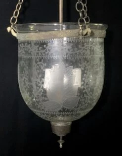 Antique Victorian 9.25 In. Etched Glass Bell Jar Pendant Light 15 Antique Victorian 9.25 In. Etched Glass Bell Jar Pendant Light -OGT Sale Store q271624 05