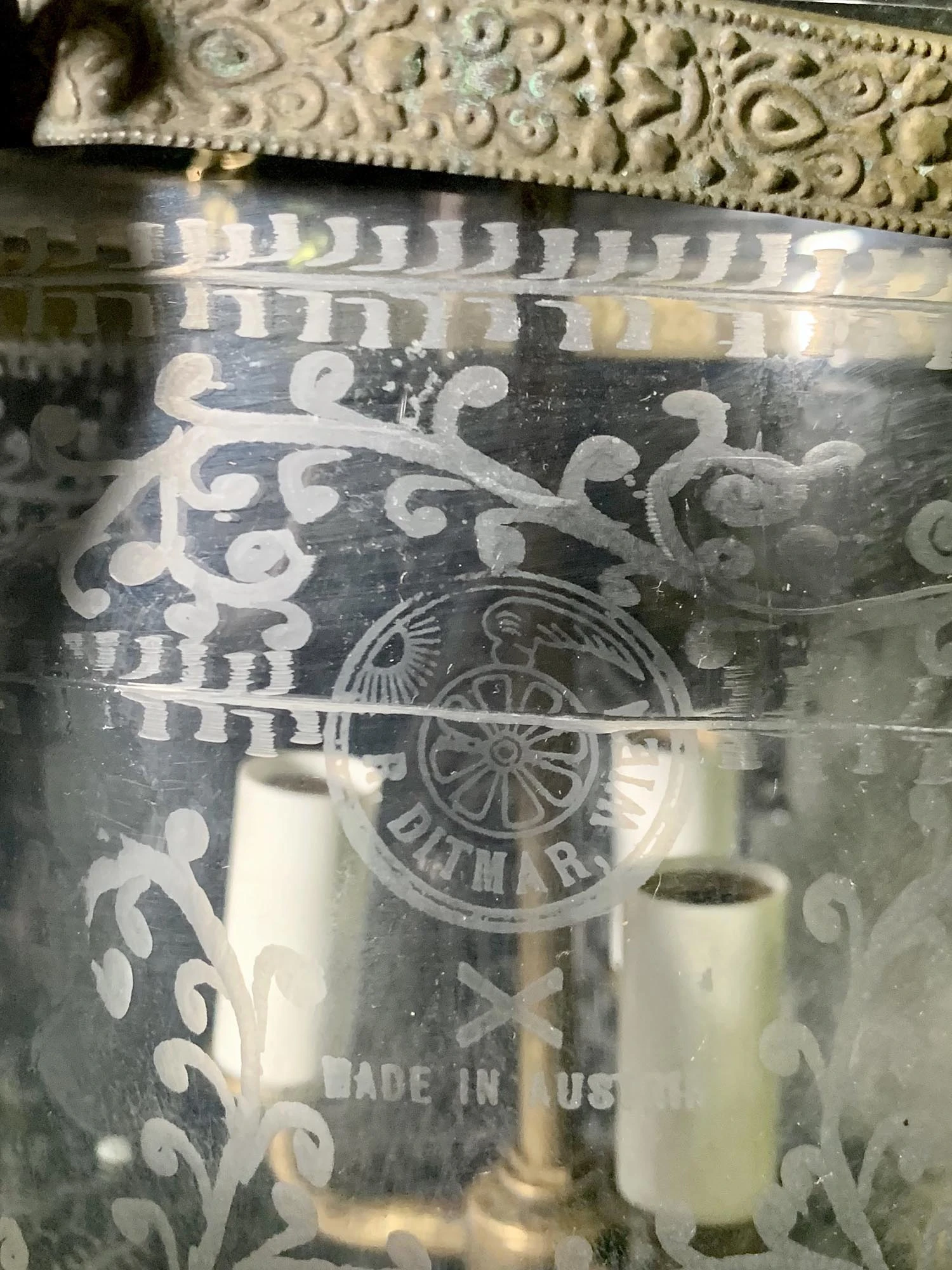 Antique Victorian 9.25 In. Etched Glass Bell Jar Pendant Light 8 Antique Victorian 9.25 In. Etched Glass Bell Jar Pendant Light - Image 6