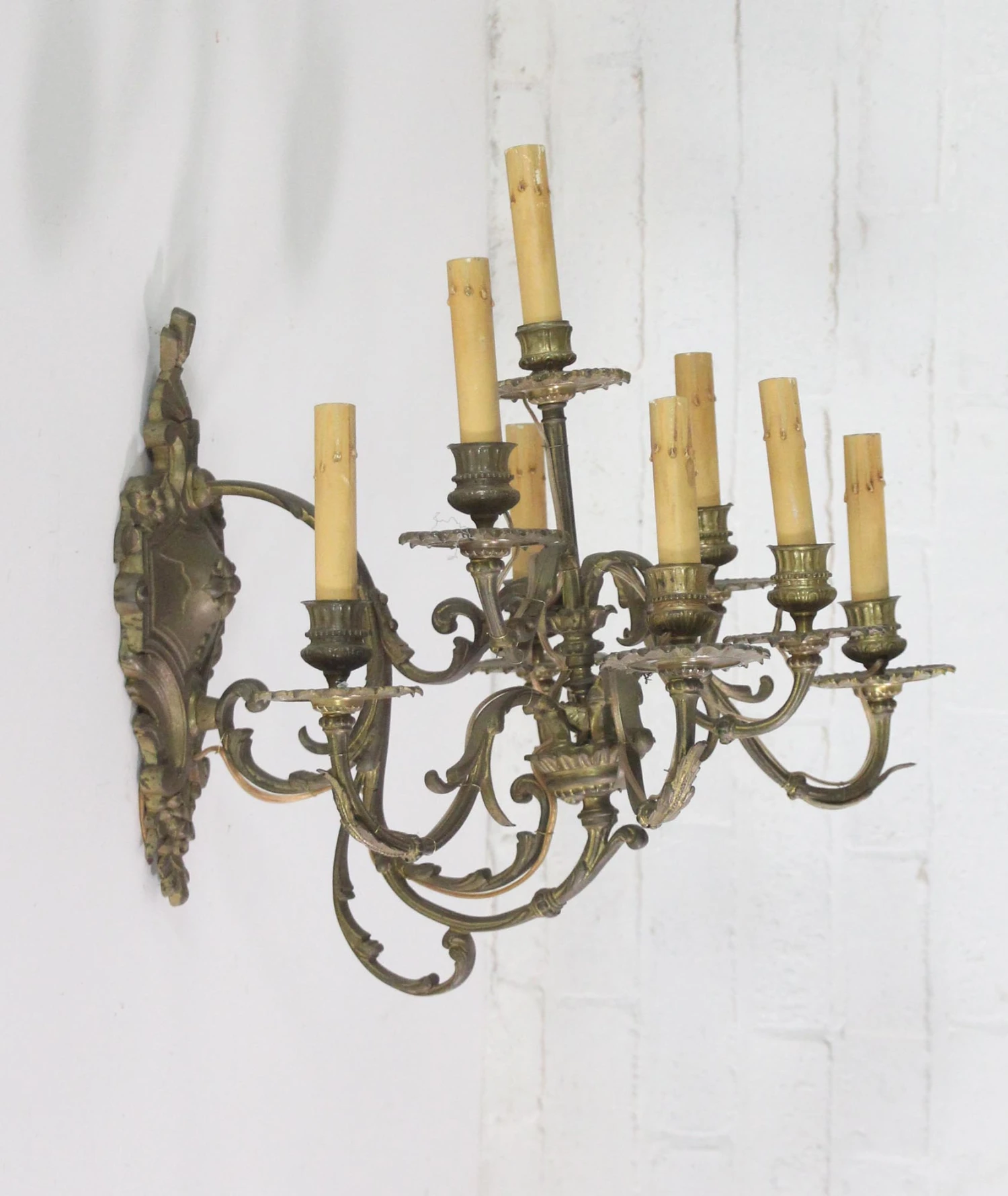 Pair Of French 8 Arm Bronze Wall Sconces 8 Pair Of French 8 Arm Bronze Wall Sconces - Image 6