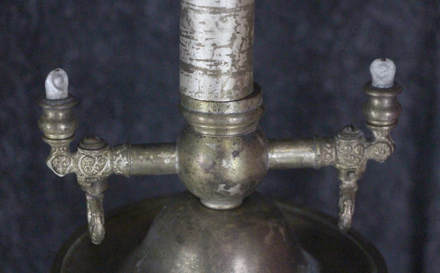 Original Frosted Glass Silvered Brass Pole Pendant Light 6 Original Frosted Glass Silvered Brass Pole Pendant Light - Image 4