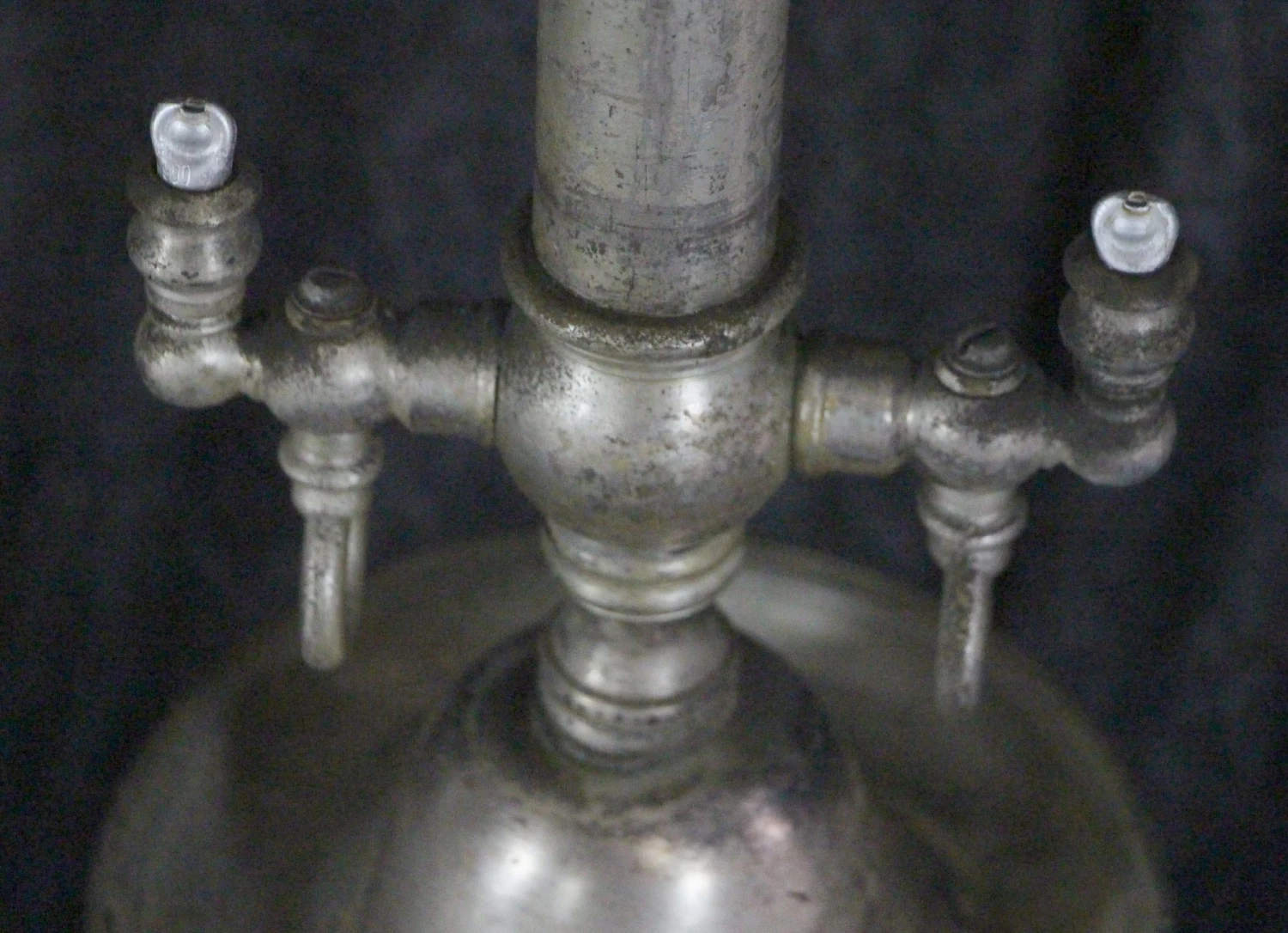 Original Frosted Glass Silvered Brass Pole Pendant Light 9 Original Frosted Glass Silvered Brass Pole Pendant Light - Image 7