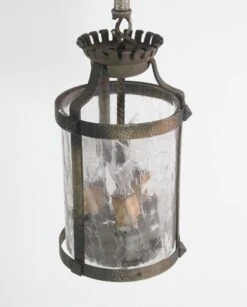 Arts & Crafts Hammered Brass Crackled Glass Lantern 18 Arts & Crafts Hammered Brass Crackled Glass Lantern -OGT Sale Store q272368 06