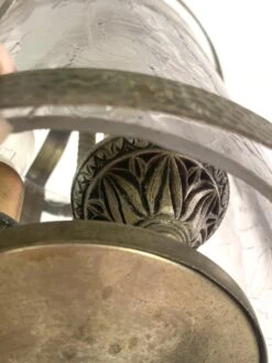 Arts & Crafts Hammered Brass Crackled Glass Lantern 23 Arts & Crafts Hammered Brass Crackled Glass Lantern -OGT Sale Store q272368 11