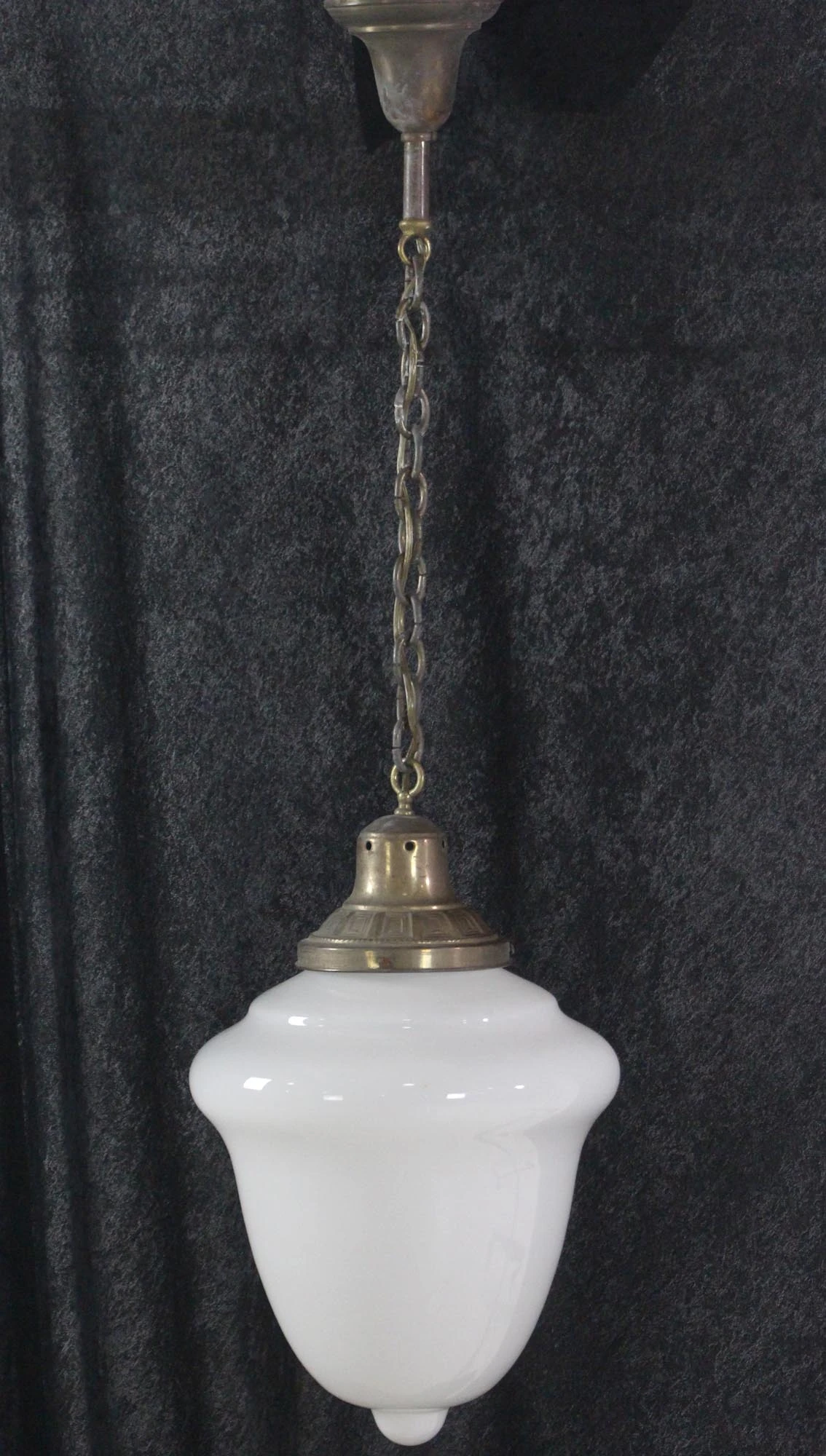1940s Antique School House Glass 13 In. Pendant Light 9 1940s Antique School House Glass 13 In. Pendant Light - Image 7
