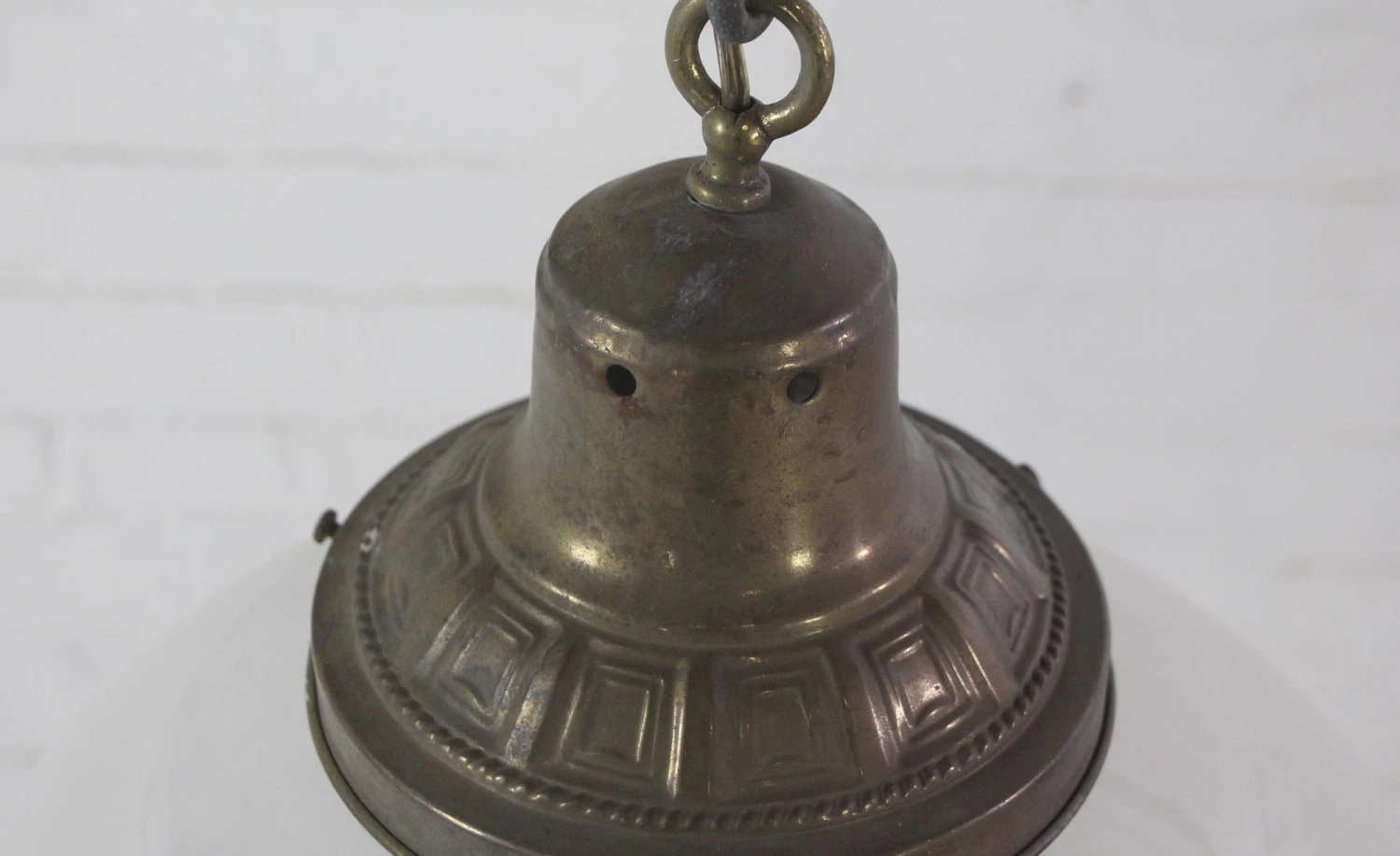 1940s Antique School House Glass 13 In. Pendant Light 11 1940s Antique School House Glass 13 In. Pendant Light - Image 9