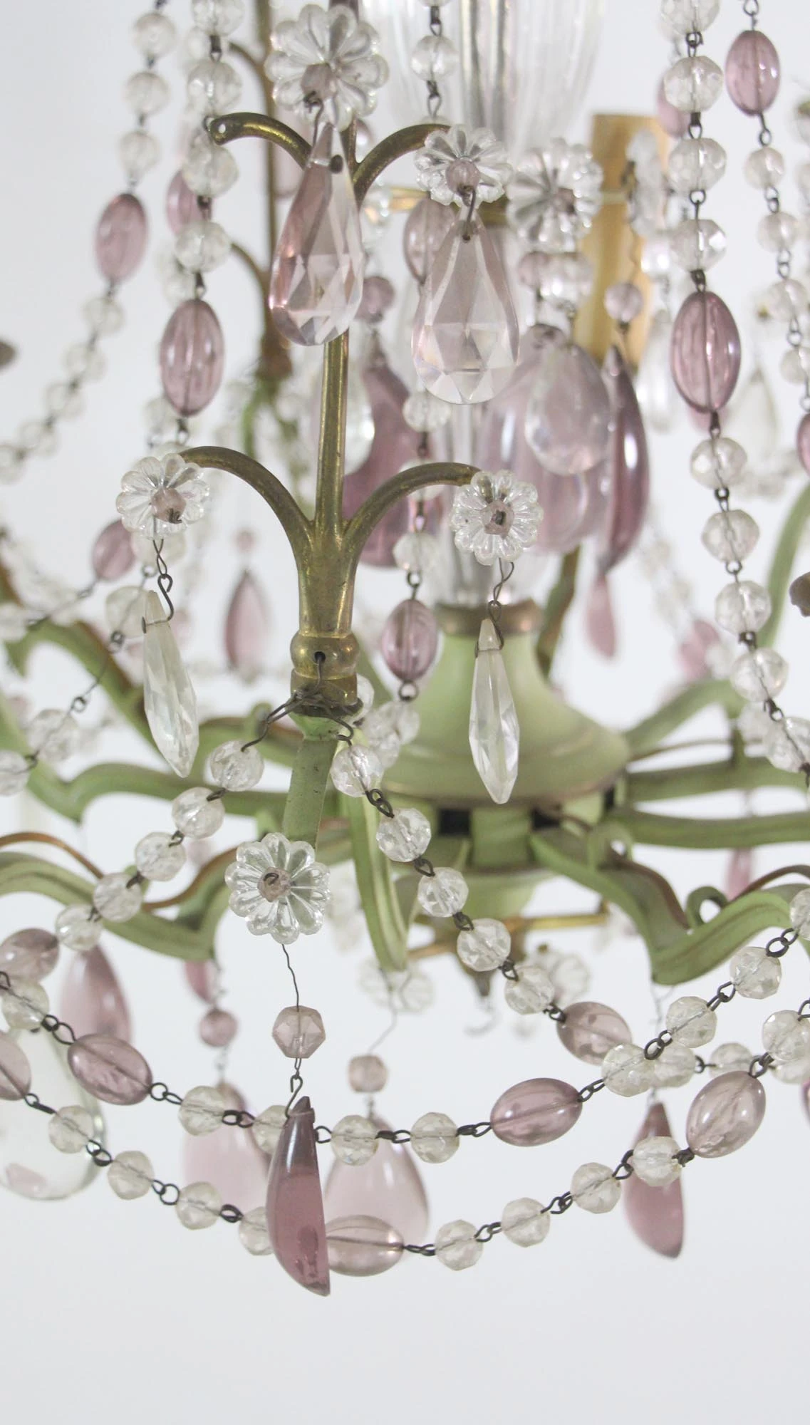 1970s Italian Amethyst & Crystal 5 Arm Chandelier 9 1970s Italian Amethyst & Crystal 5 Arm Chandelier - Image 7