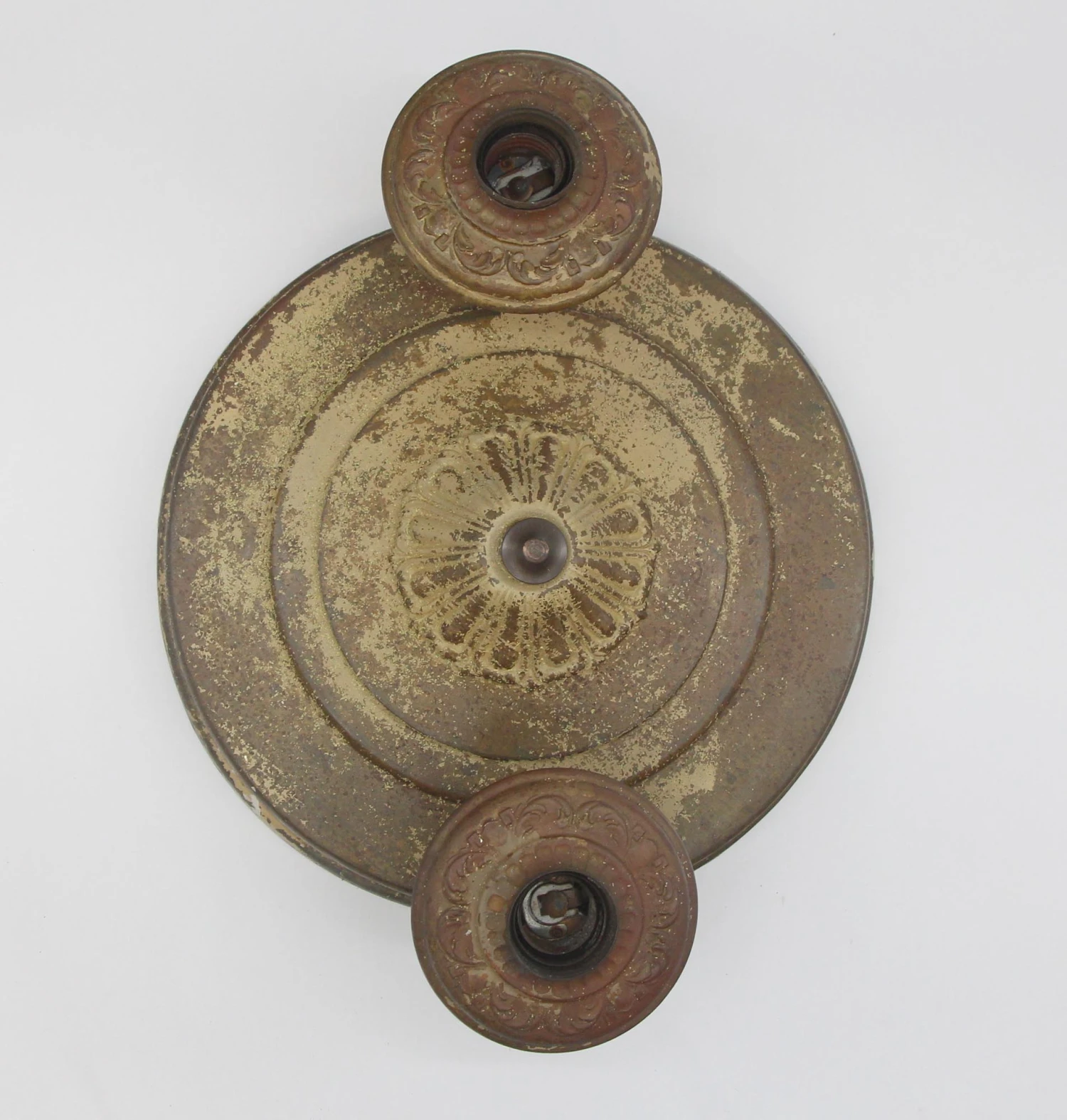 Antique Distressed Brass 2 Exposed Bulb Pan Flush Mount 9 Antique Distressed Brass 2 Exposed Bulb Pan Flush Mount - Image 7