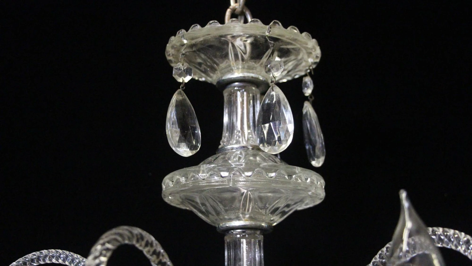 Antique 1940s Victorian Crystal 5 Arm Chandelier 8 Antique 1940s Victorian Crystal 5 Arm Chandelier - Image 6