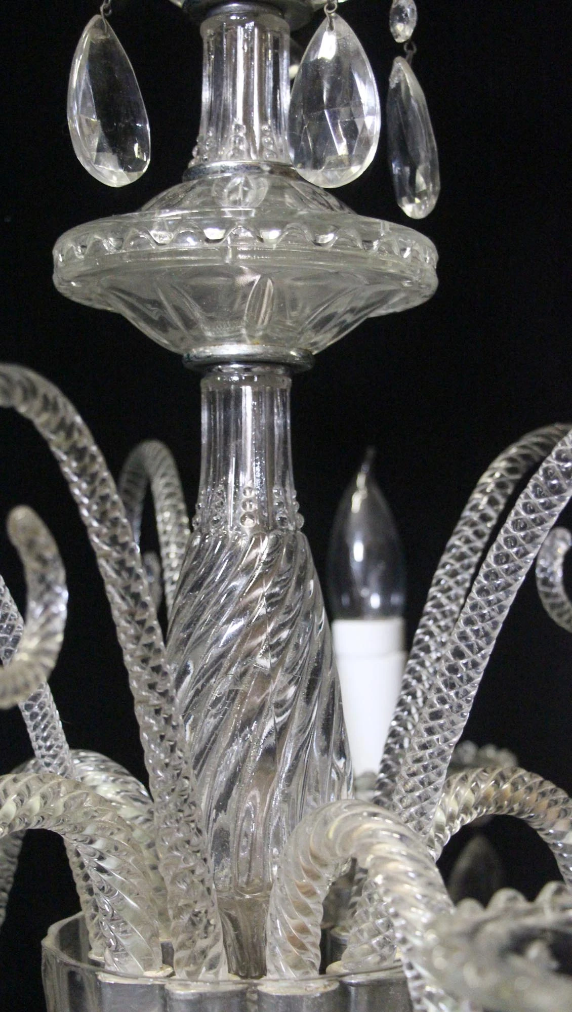 Antique 1940s Victorian Crystal 5 Arm Chandelier 9 Antique 1940s Victorian Crystal 5 Arm Chandelier - Image 7