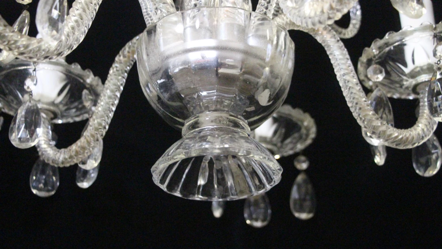 Antique 1940s Victorian Crystal 5 Arm Chandelier 11 Antique 1940s Victorian Crystal 5 Arm Chandelier - Image 9