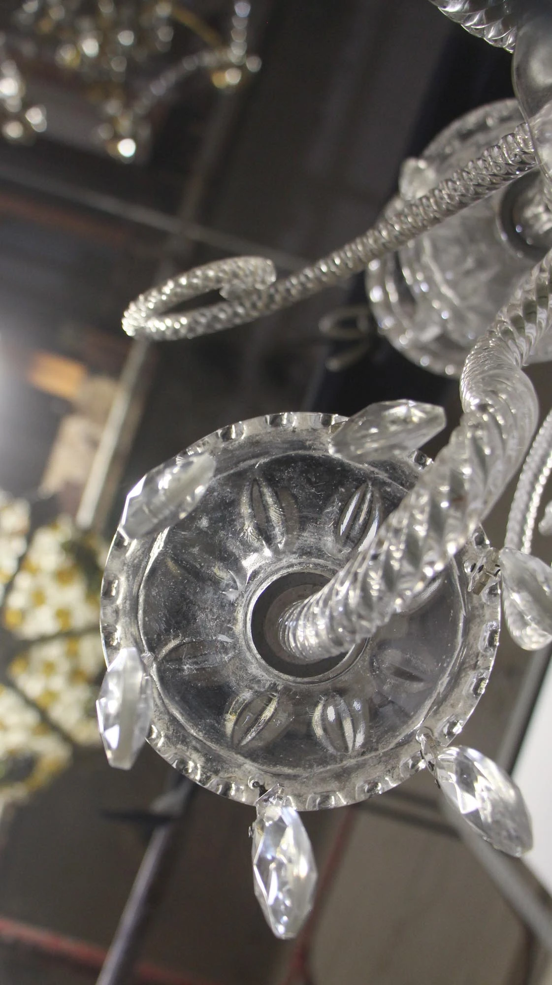 Antique 1940s Victorian Crystal 5 Arm Chandelier 13 Antique 1940s Victorian Crystal 5 Arm Chandelier - Image 11