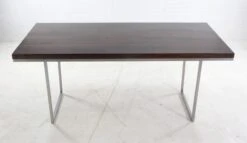 Handmade Dark Walnut Table With Brushed Steel Tube Base -OGT Sale Store q272831 09