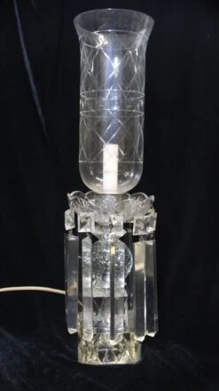 Pair Of Victorian Clear Crystal Hurricane Shade Table Lamps 19 Pair Of Victorian Clear Crystal Hurricane Shade Table Lamps -OGT Sale Store q272841 04
