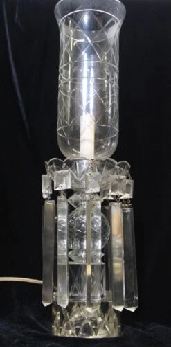 Pair Of Victorian Clear Crystal Hurricane Shade Table Lamps 22 Pair Of Victorian Clear Crystal Hurricane Shade Table Lamps -OGT Sale Store q272841 07