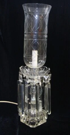 Pair Of Victorian Clear Crystal Hurricane Shade Table Lamps 26 Pair Of Victorian Clear Crystal Hurricane Shade Table Lamps -OGT Sale Store q272841 11