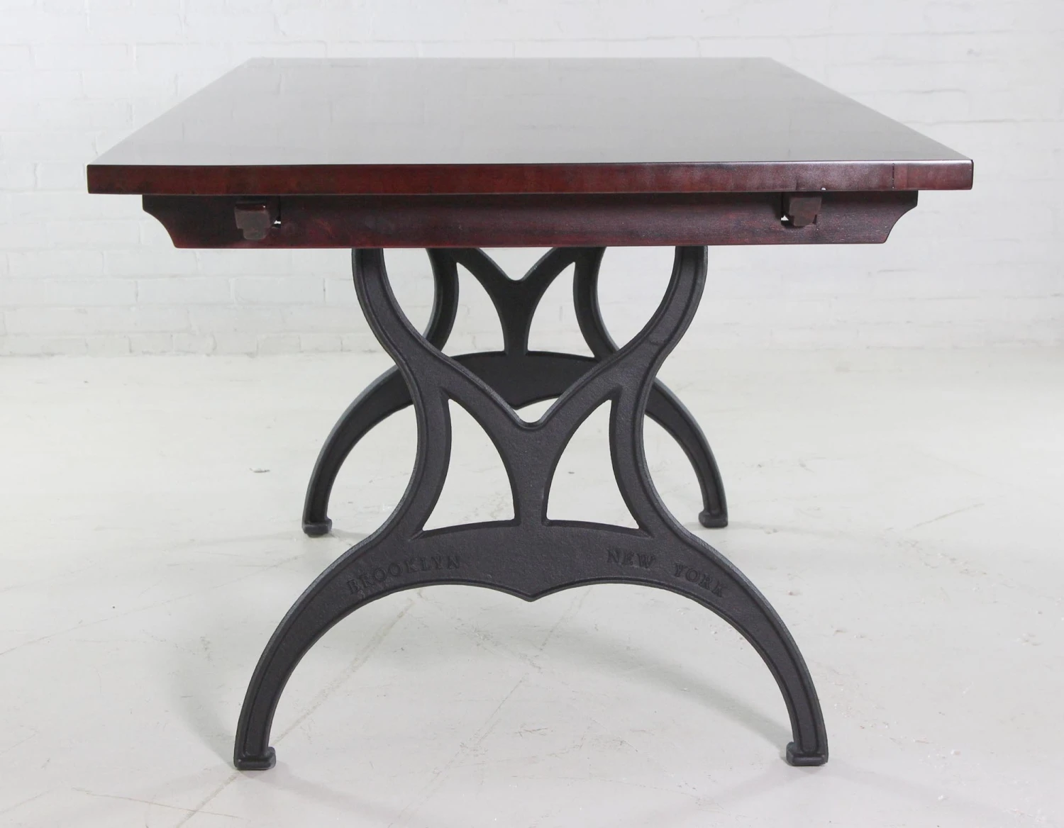 Handmade Red Mahogany Apitong Dining Table With Cast Iron Brooklyn Legs 11 Handmade Red Mahogany Apitong Dining Table With Cast Iron Brooklyn Legs - Image 9